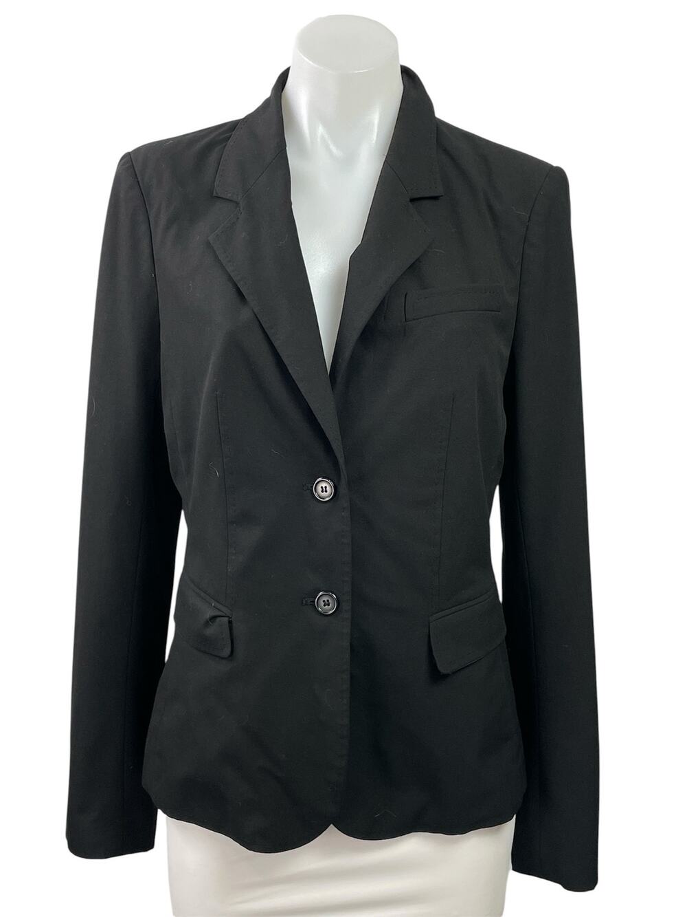 The Limited Womens Black Button Long Sleeve Pockets Blazer Coat Suit Jacket Sz 8